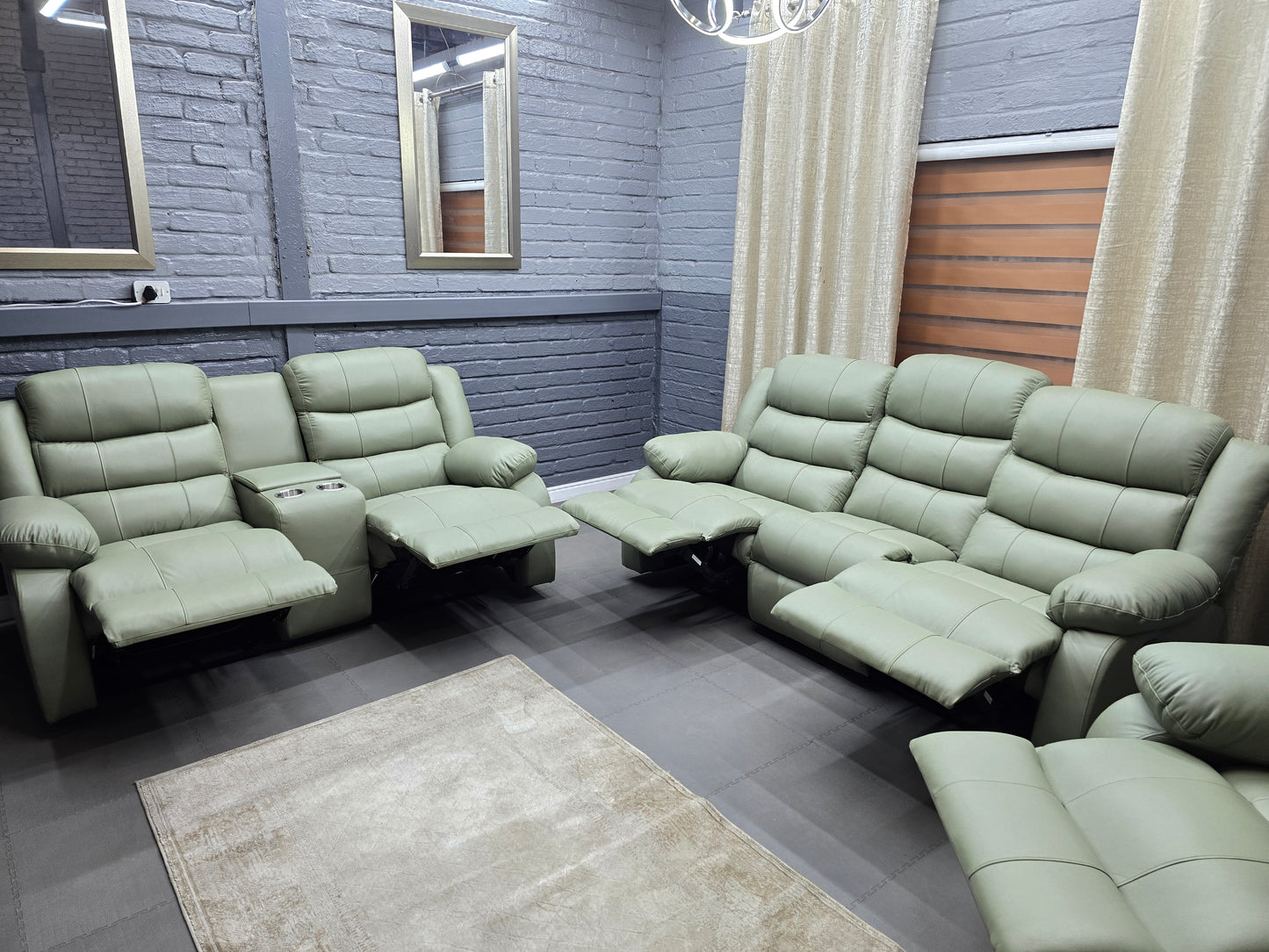 Mopane Sage Full 100% Genuine Leather 6 Seater Recliner Sofa Set