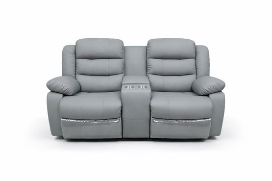 Light Grey 5 Seater 5 Action Full Euro Leather Recliner Lounge Set.