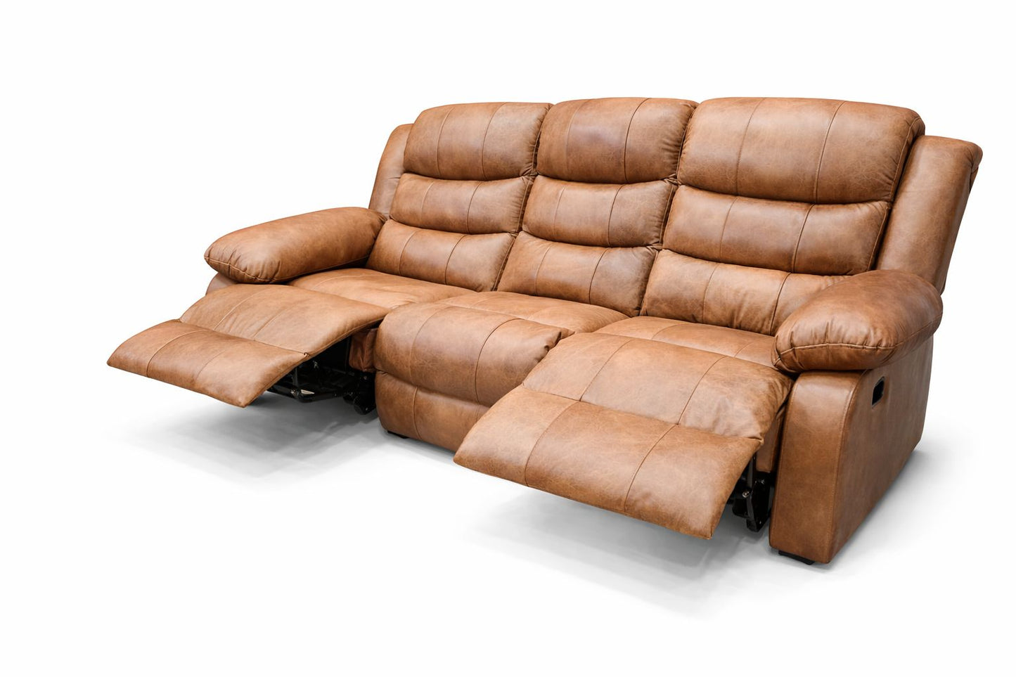 Piccadilly Brandy 100% Full Genuine Leather 6 Seater 5 Action Recliner Set