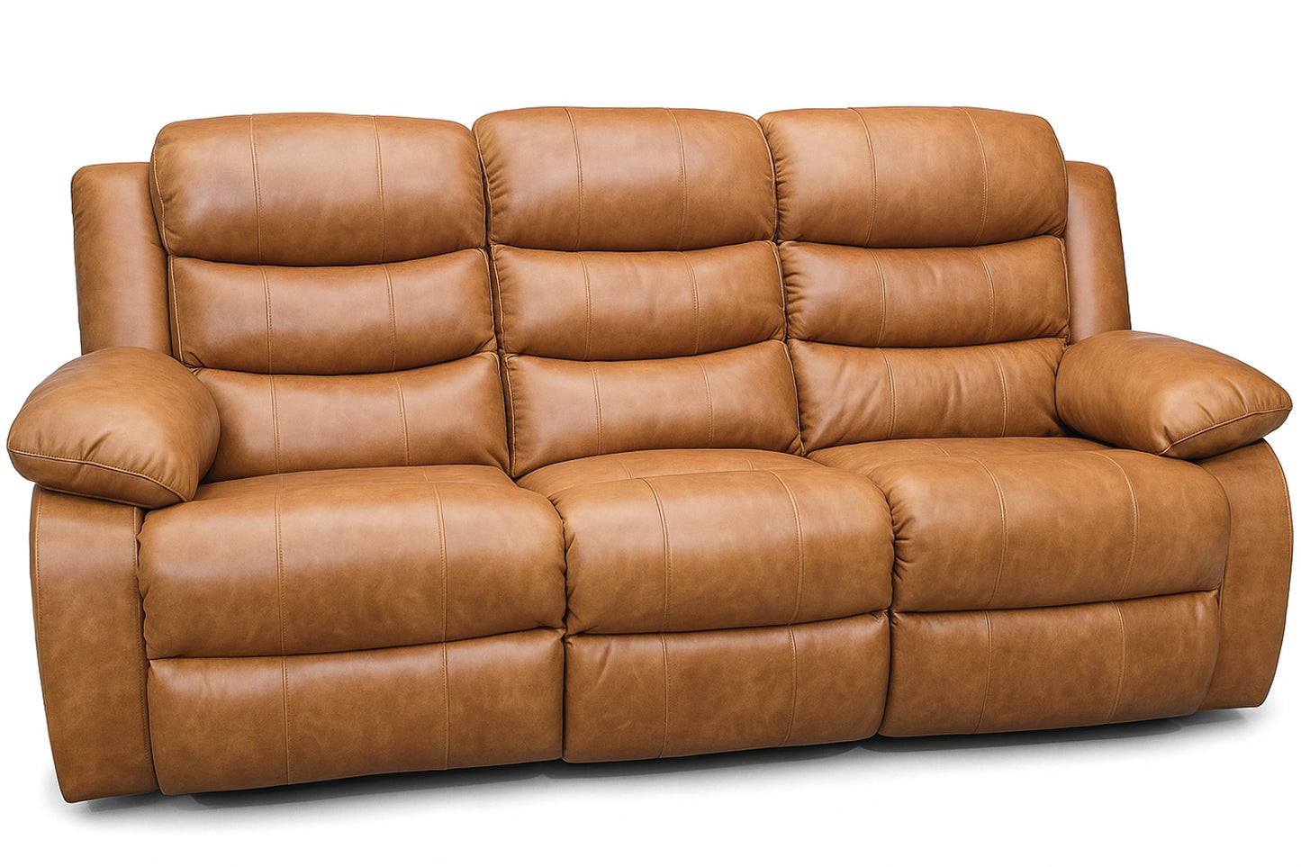 Piccadilly Brandy 100% Full Genuine Leather 6 Seater 5 Action Recliner Set