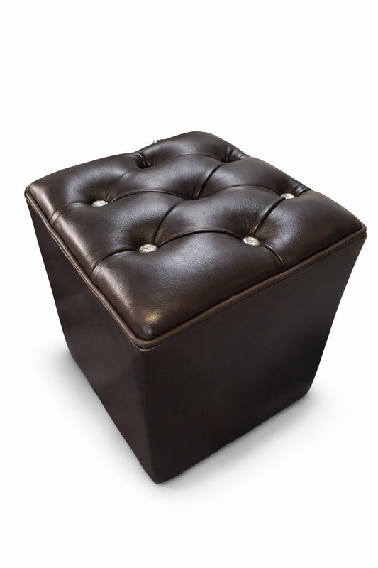 Full Euro Leather Diamond Button Ottoman