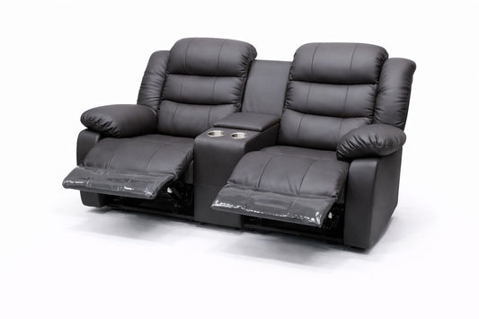 Full Euro Leather 2 Seater Cinema Recliner Couch - Sofa