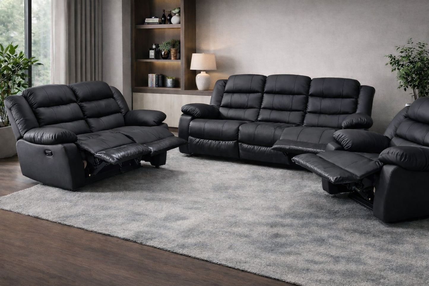 Microfiber Leather 3 Seater Recliner Couch - Sofa
