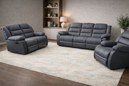 100% Genuine Leather 6 Seater Recliner Sofa Couch Set