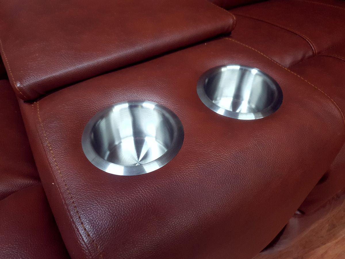 Cinnamon Brown Full Euro Leather 6 Seater Recliner Chair Sofa Set