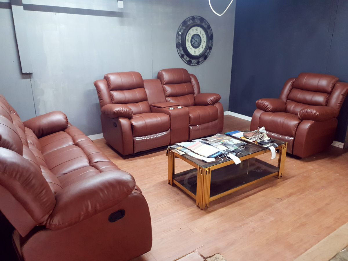 Cinnamon Brown Full Euro Leather Single Recliner Chair Sofa