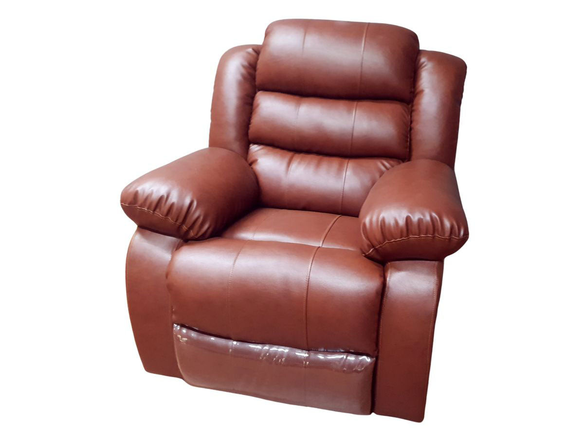 Cinnamon Brown Full Euro Leather Single Recliner Chair Sofa