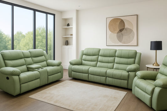 Mopane Sage Full 100% Genuine Leather 6 Seater Recliner Sofa Set