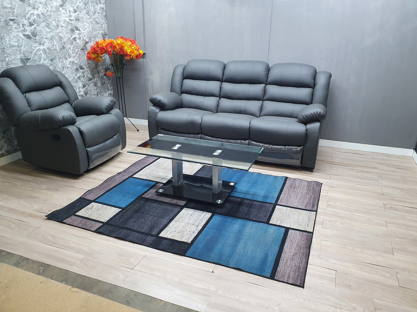 Full Euro Leather single Recliner Chair Sofa