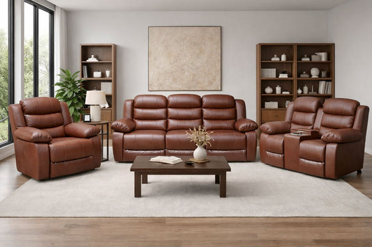 100% Genuine Leather 6 Seater Recliner Sofa Couch Set