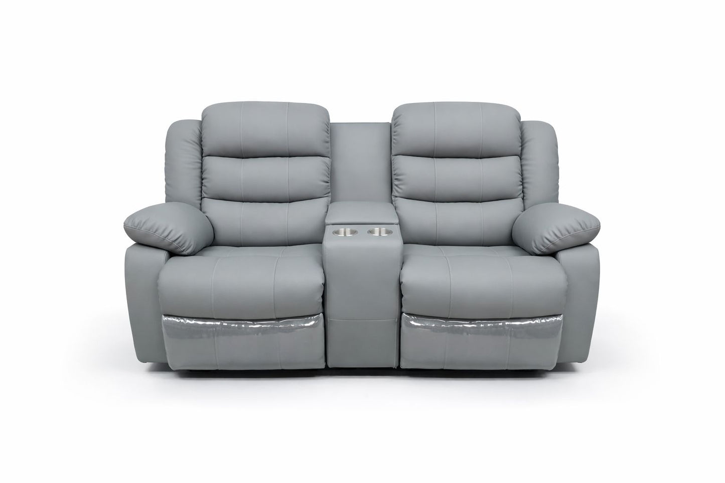 Light Grey Full Euro Leather Recliner Lounge Set.