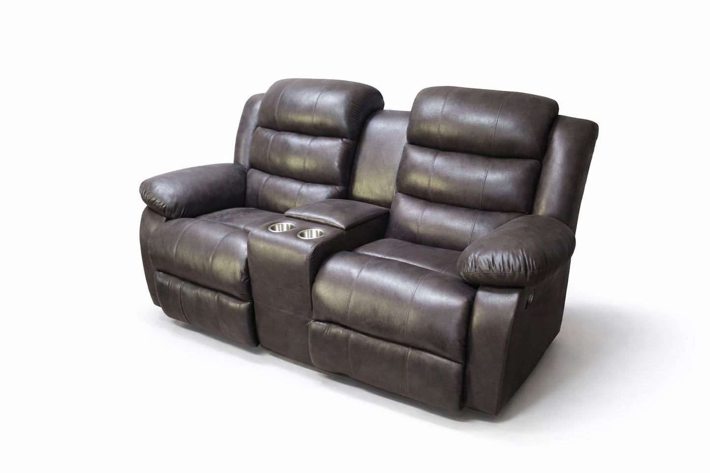 Dark Brown Buffalo Suede Material Two Seater Recliner Couch Sofa