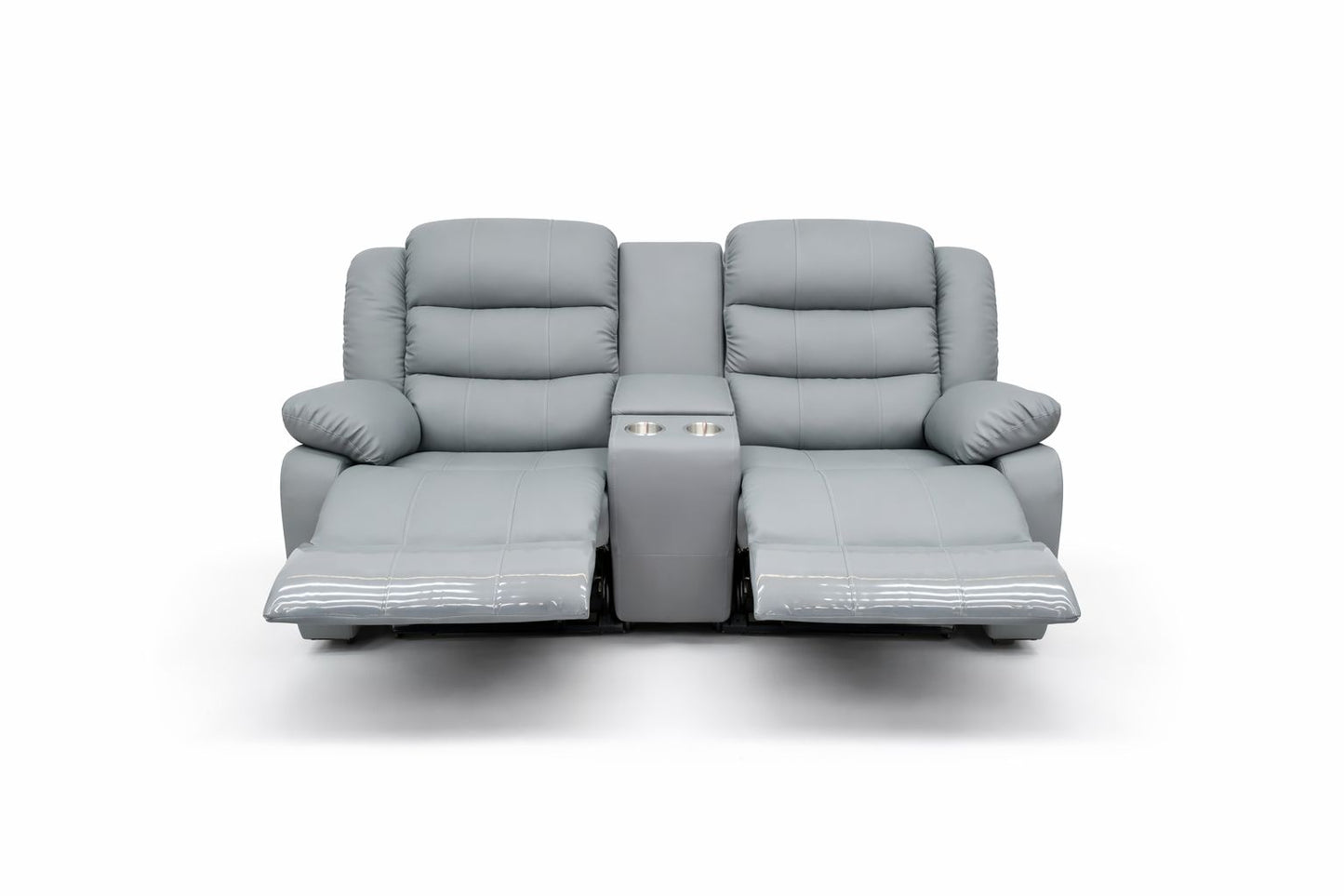 Light Grey Full Euro Leather Recliner Lounge Set.