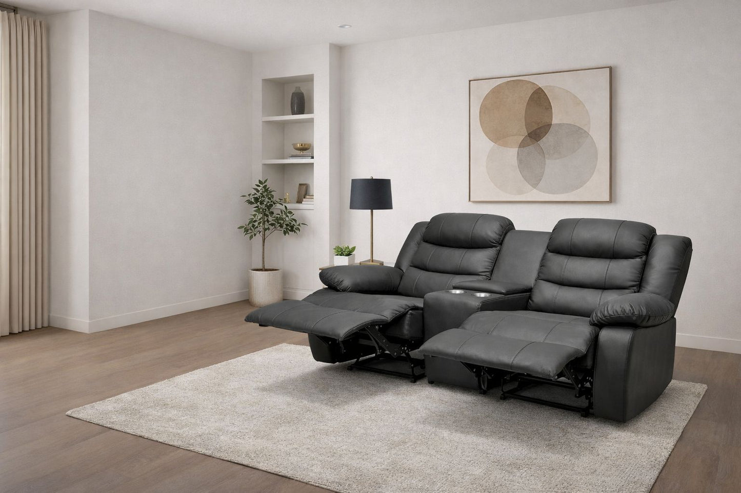 Mopane 100% Genuine Leather Manual 2 Seater Recliner Chair Sofa