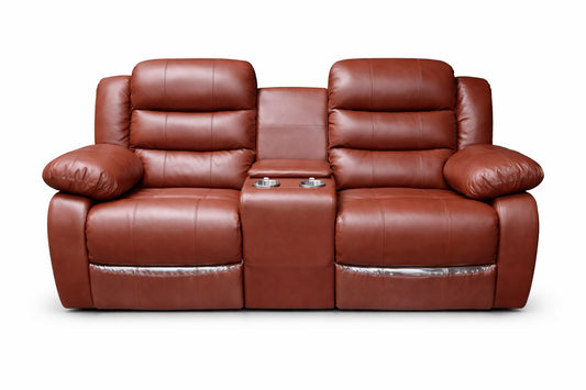 100% Genuine Leather Mopane 2 Tone Antique 2 Seater Recliner Couch Sofa