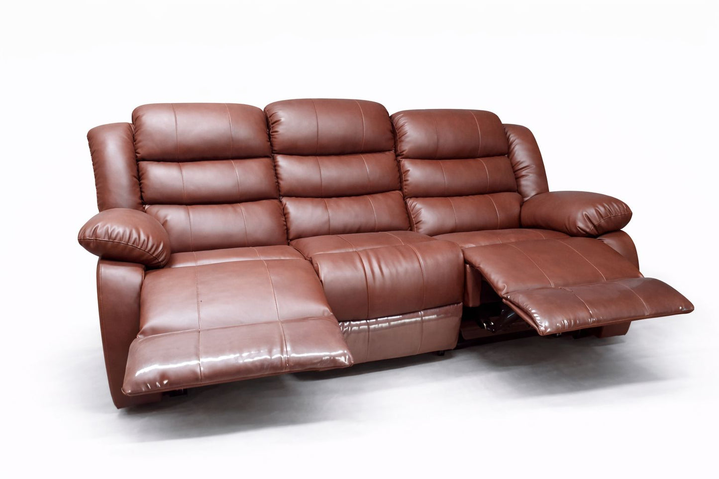 Cinnamon Brown Full Euro Leather 3 Seater Recliner Chair Sofa