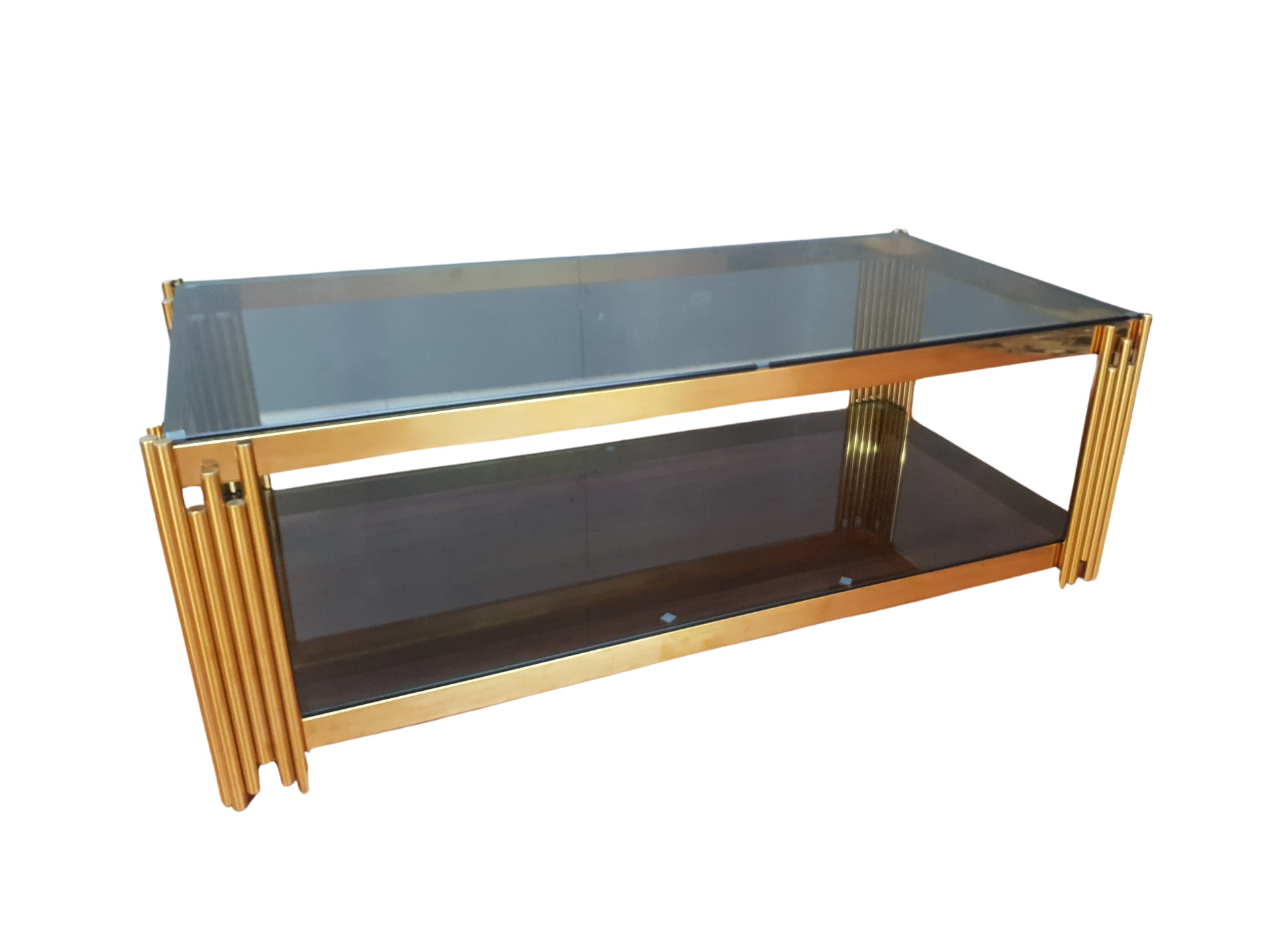 Tempered Glass Top Coffee Table with Stainless Steel Metal Base – Just ...