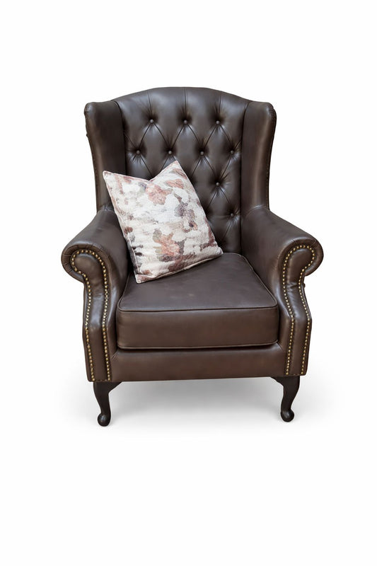 100% Genuine Leather Chesterfield Wingback Chair