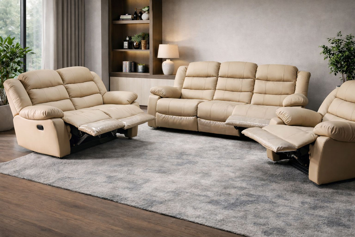 Microfiber Leather 3 Seater Recliner Couch - Sofa