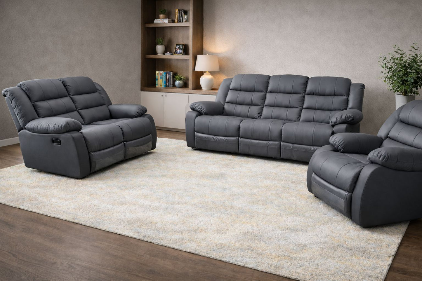 100% Genuine Leather 6 Seater Recliner Sofa Couch Set