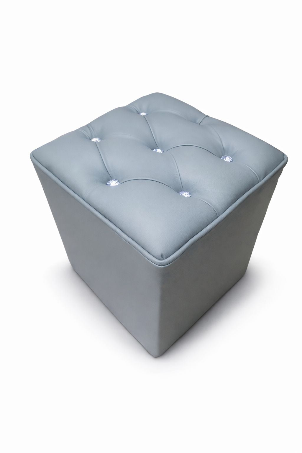 Full Euro Leather Diamond Button Ottoman