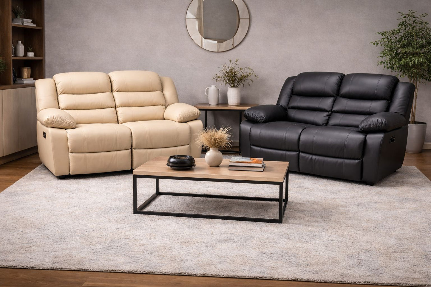 Full Euro Leather 2 Seater Recliner Couch - Sofa