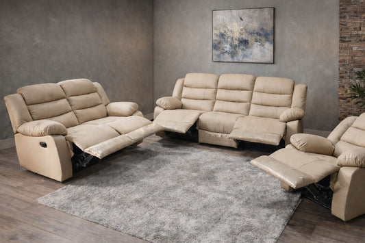 Full Euro Leather 6 Seater Recliner Sofa Couch Set