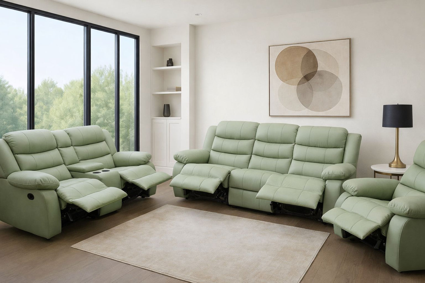 Mopane Sage Full 100% Genuine Leather 6 Seater Recliner Sofa Set