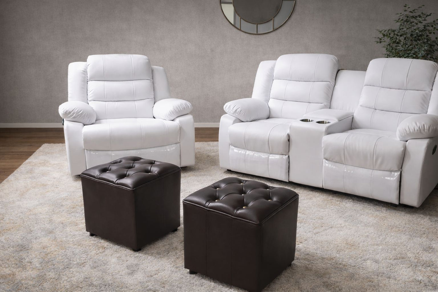 Mopane 100% Genuine Leather Diamond Button Ottoman