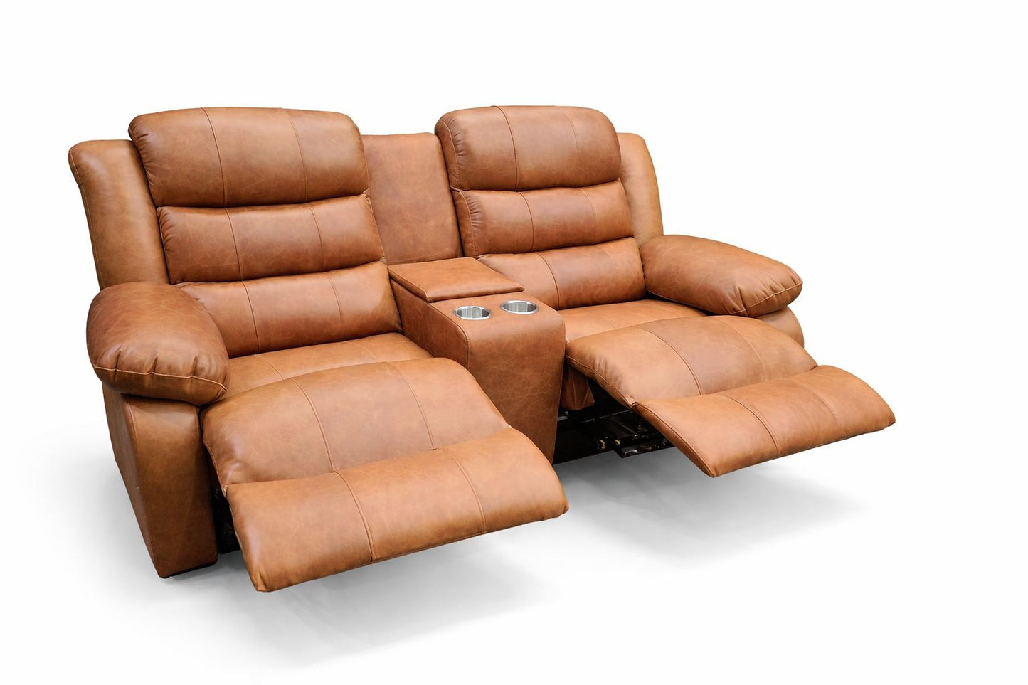 Piccadilly Brandy 100% Full Genuine Leather 6 Seater 5 Action Recliner Set