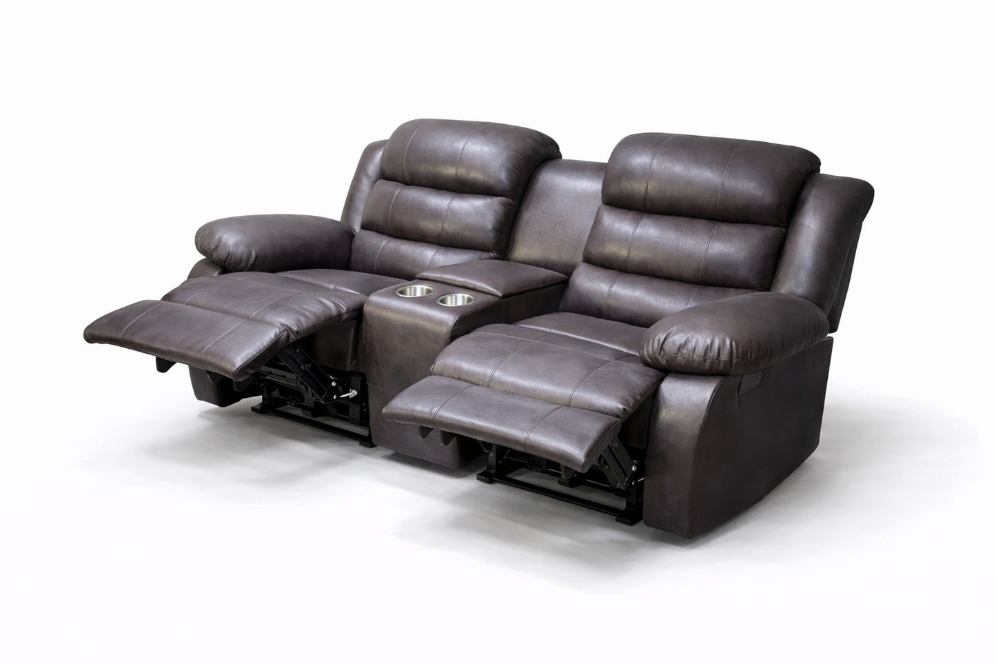 Dark Brown Buffalo Suede Material Two Seater Recliner Couch Sofa