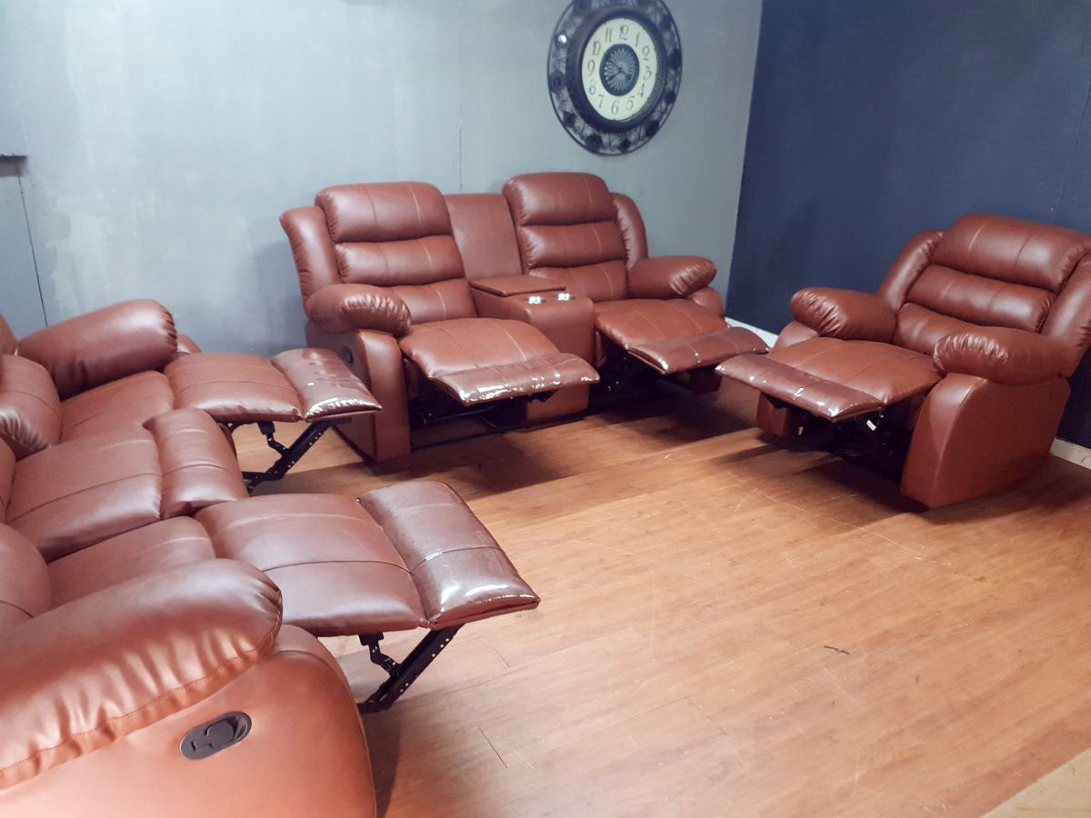 Cinnamon Brown Full Euro Leather Single Recliner Chair Sofa