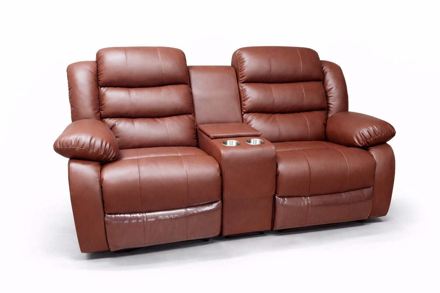 Cinnamon Brown Full Euro Leather 6 Seater Recliner Chair Sofa Set