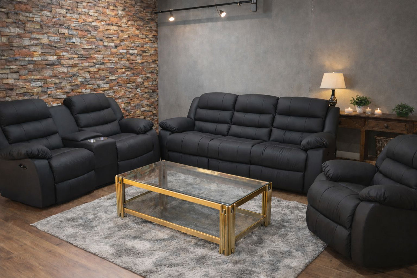 Microfiber Leather 6-Seater Recliner Lounge Set