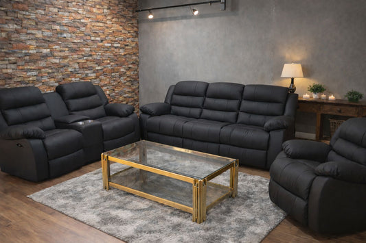 Microfiber Leather 6-Seater Recliner Lounge Set