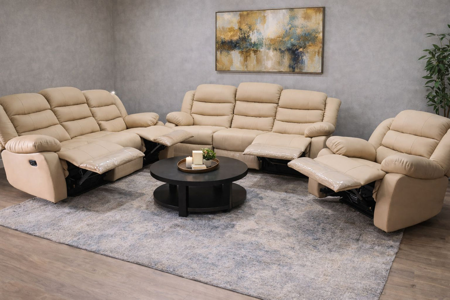 Full Euro Leather 3 Seater Recliner Couch - Sofa