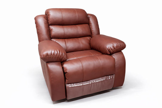 Cinnamon Brown Full Euro Leather 6 Seater Recliner Chair Sofa Set