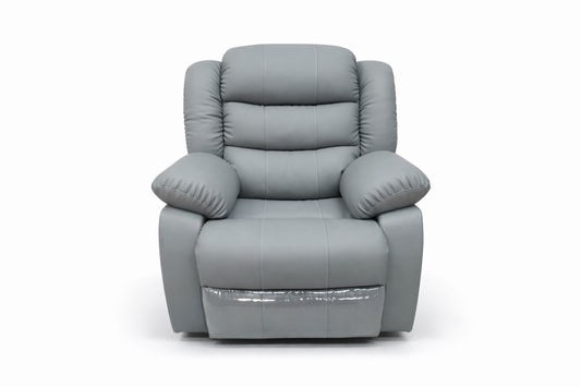Light Grey Full Euro Leather Recliner Lounge Set.