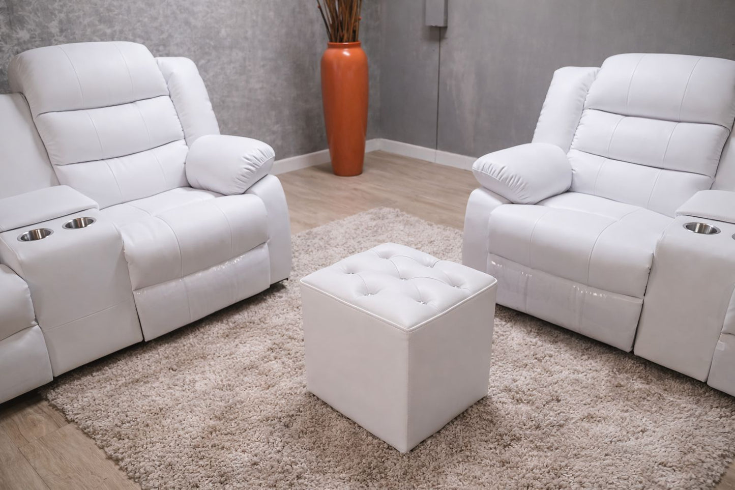 Full Euro Leather Diamond Button Ottoman