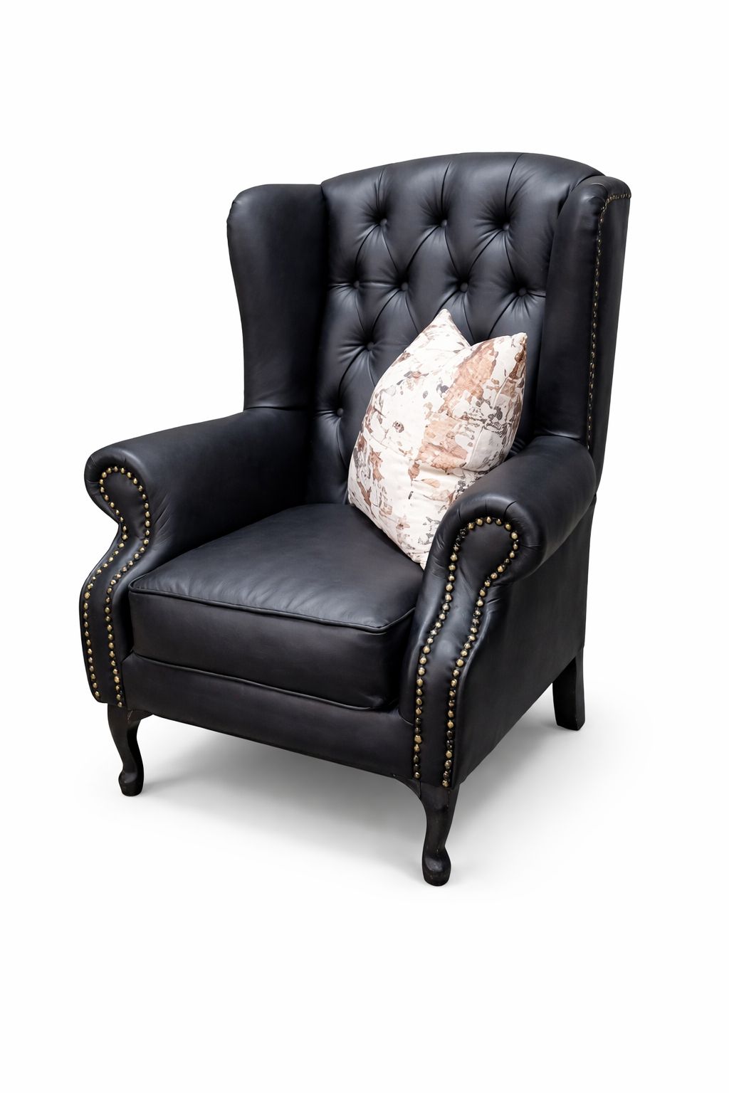 100% Genuine Leather Chesterfield Wingback Chair
