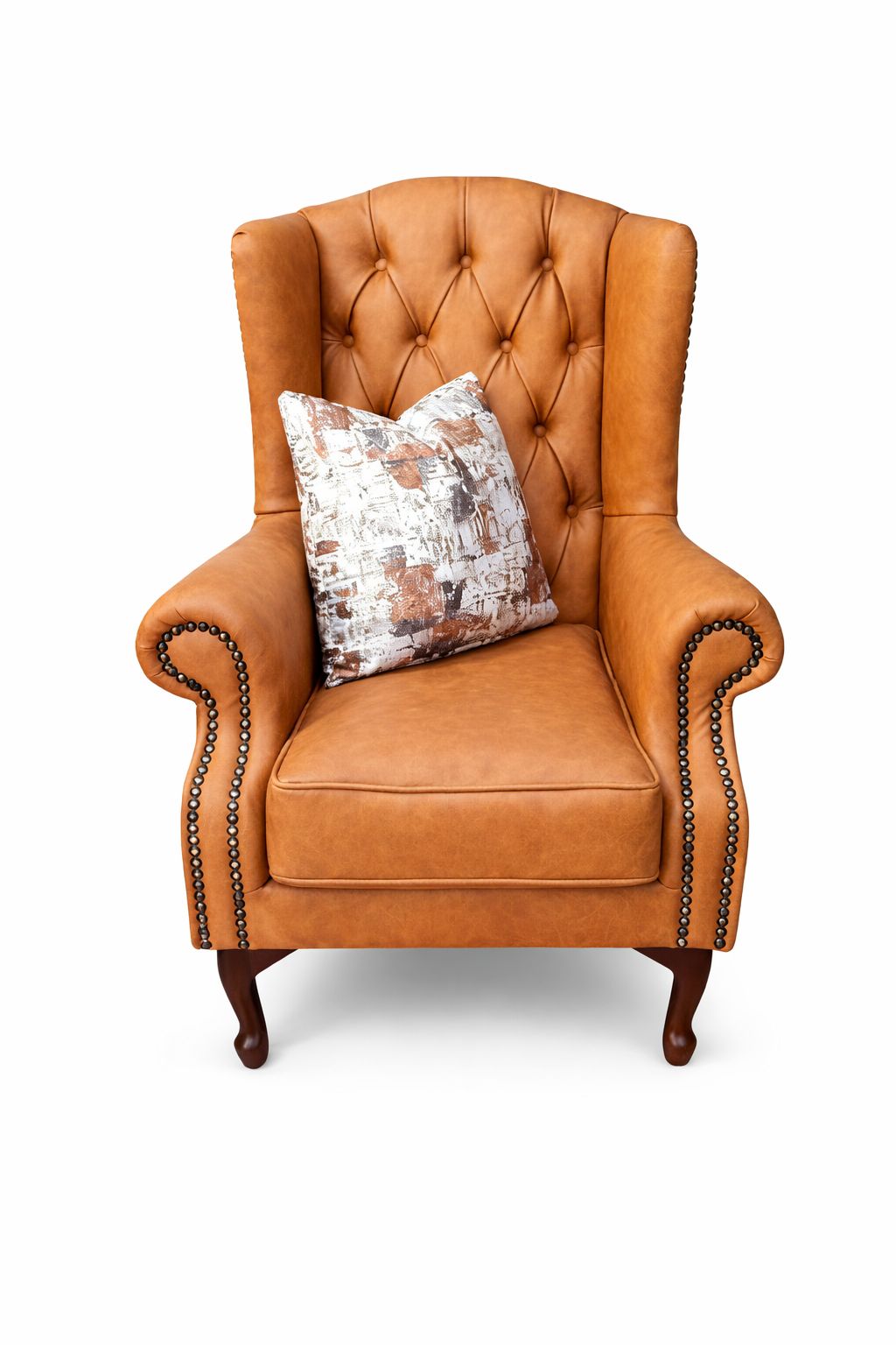 Full Euro Leather Chesterfield Wingback Chair