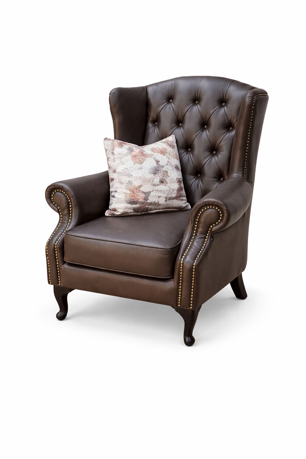 Full Euro Leather Chesterfield Wingback Chair